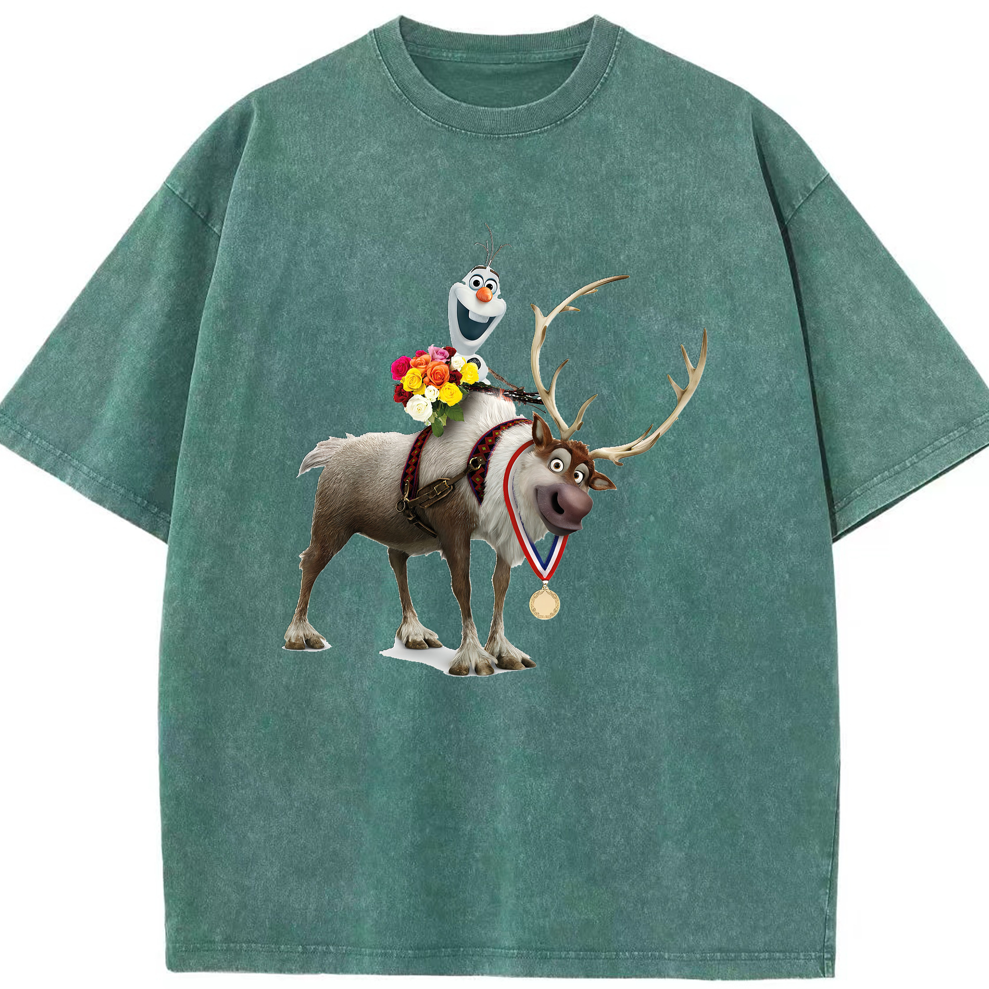 （画像用） アナと雪の女王 アンナ エルサ Frozen Anna Elsa 綿100% ヴィンテージ風 半袖Tシャツ（フロントプリント）
